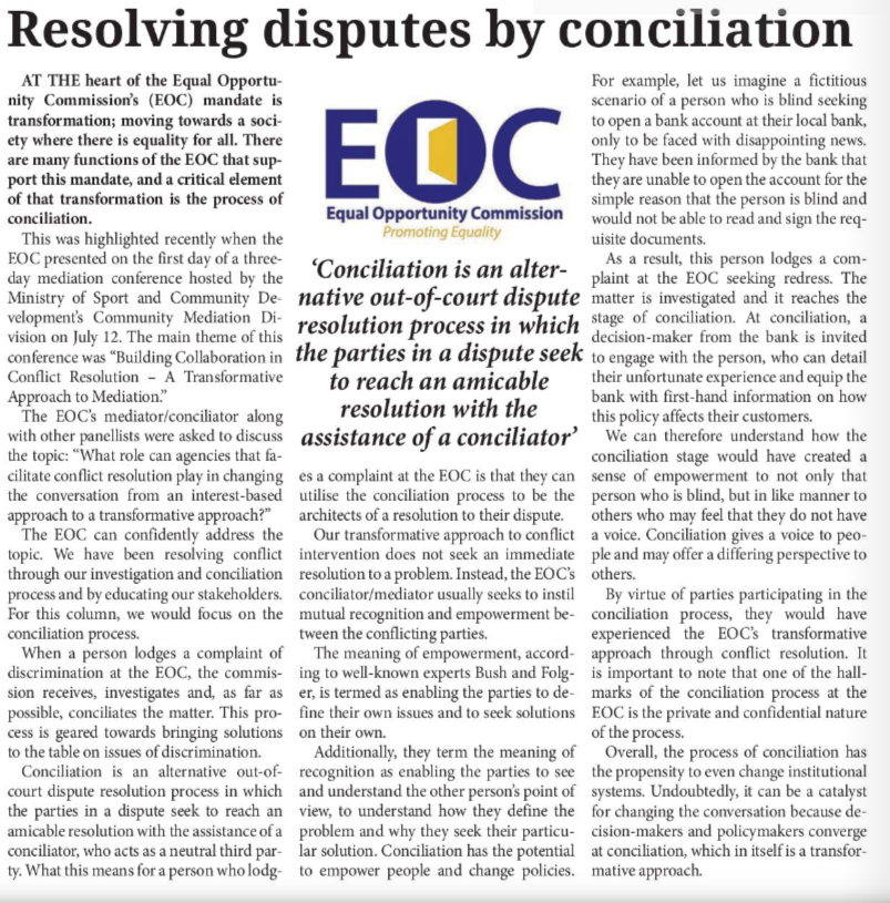 Resolving disputes by conciliation